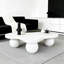 Table basse 46 po Funky Unique Modern Modern, table de salon abstraite à profil bas en bois de forme irrégulière avec pieds sphériques, tables centrales mignonnes, table à thé pour chambre à coucher, appartement, salon. Blanc.