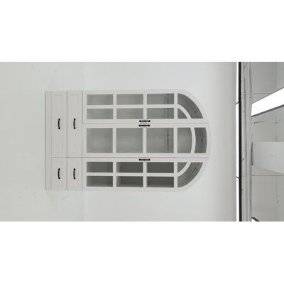 Armoire arquée en bois H 77,8 po avec lumière à détecteur de mouvement, portes vitrées et 4 tiroirs, armoire de rangement pour chambre à coucher avec porte-vêtements