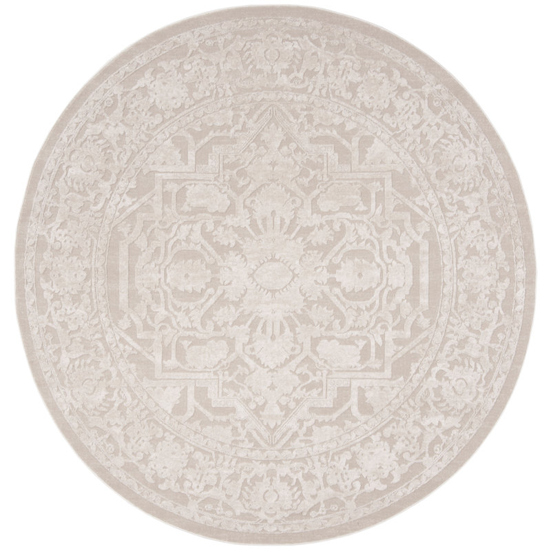 Reflection Oriental Area Rug In Creme / Ivory, Round 201cm