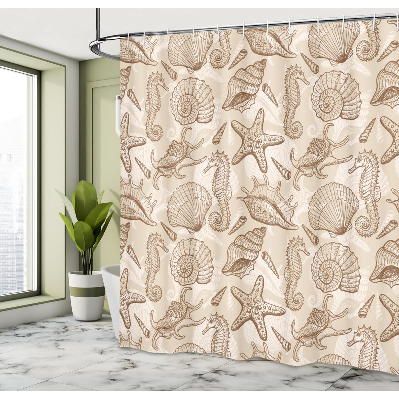 Shower Curtain with Hooks Included, 70" H x 69" W