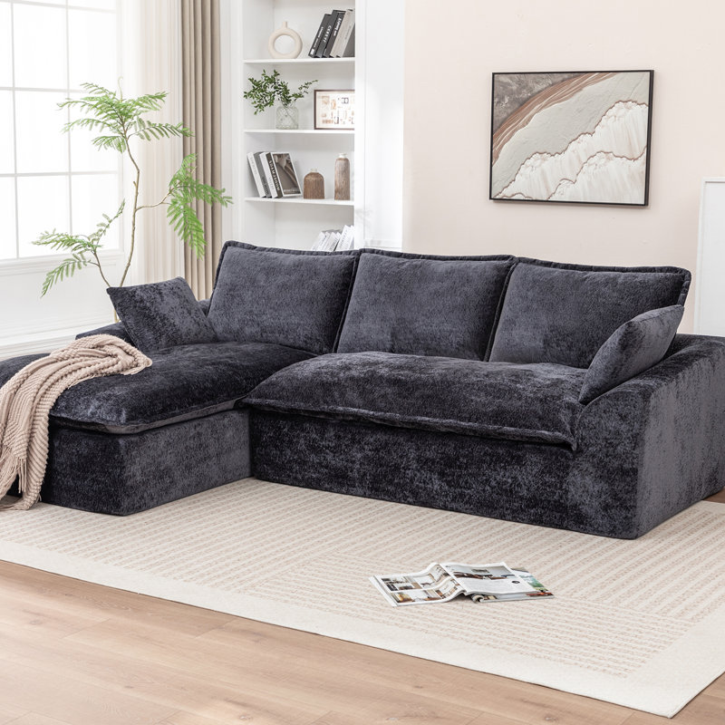 Canapé modulaire Boneless de 103 po sans assemblage requis avec coussins, À gauche qui danse, Noir