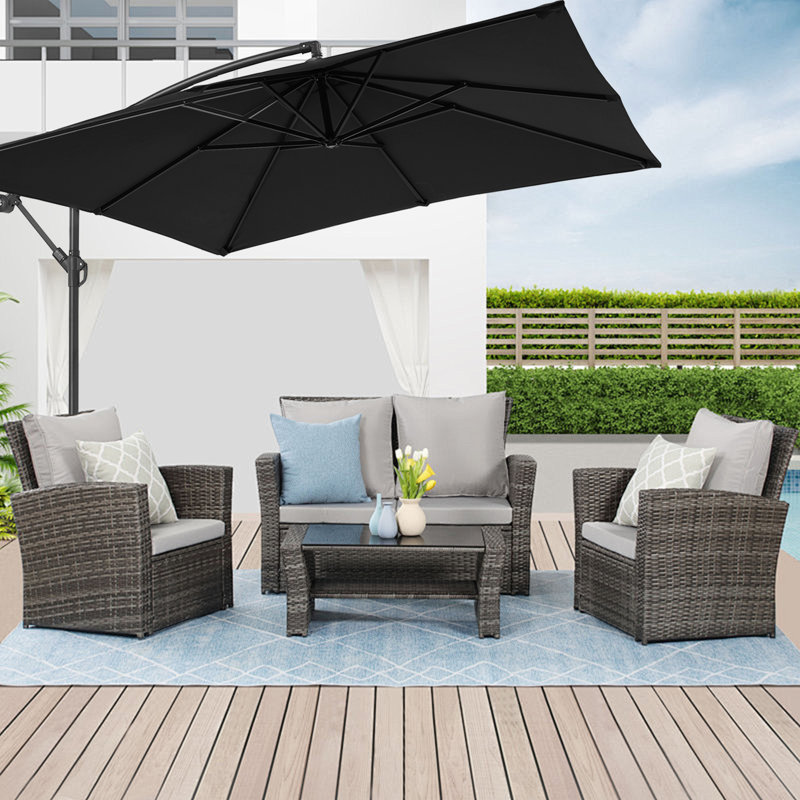 Parasol carré en porte-à-faux 8,2 pi x 8,2 pi Rudette, Noir