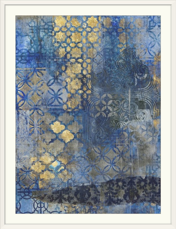 « orné azul i » par smith haynes, reproduction d’art, H 44 po x l 34 po x P 1 po, Cadre blanc