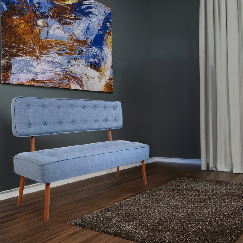 Polyester Upholstered Bench, Indigo Blue