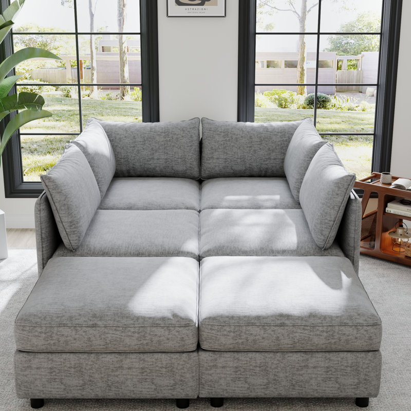 Canapés modulaires peu encombrants, tissu chenille, confort moderne avec rangement