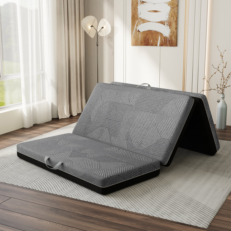 Alwyn Home Tri-fold 6'' Memory Foam Mattress, Portable Folding Murphy Bed Mattress with Washable Cover, Twin