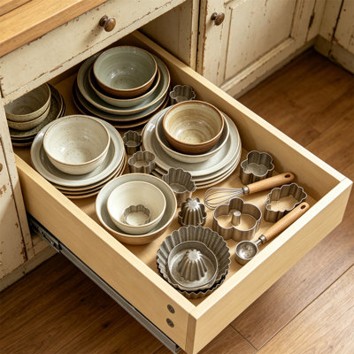 Soft Closing Pull-Out Cabinet Organizer, Cabinet Unfolding Drawer, Space Saving Cabinet Organizer (Easy To Install), Suitable For Bottom Installation Of Pull-Out Drawers In Kitchen Cabinets