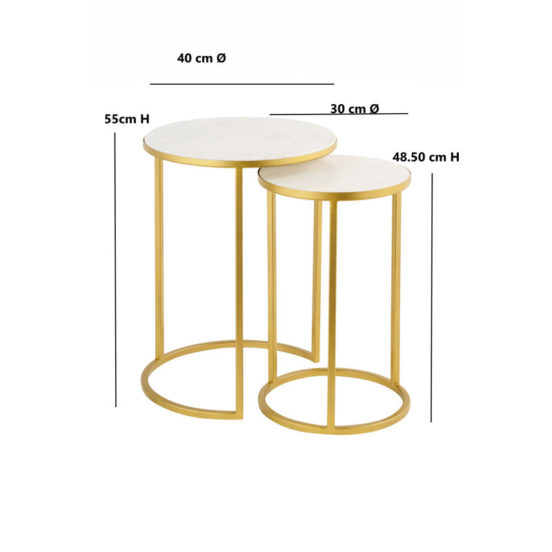 2 - Piece Marble Top Living Room Table Set