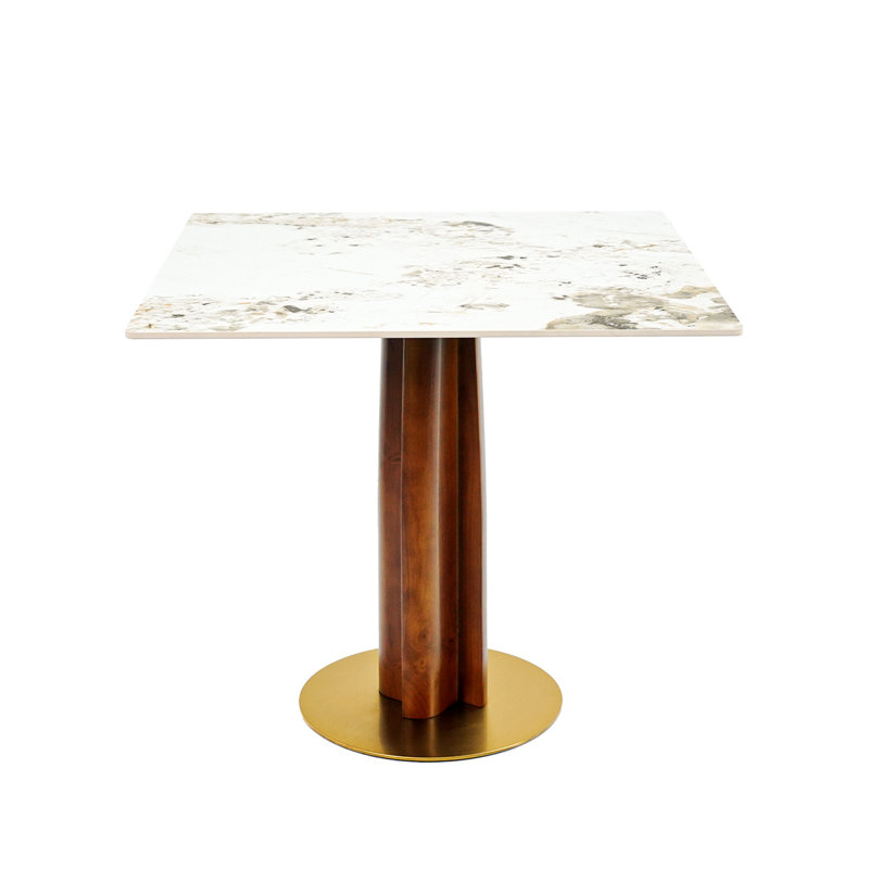 Square Dining Table, Sintered Stone Kitchen Table for Small Space, White