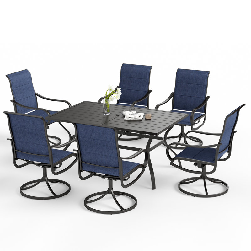 Ensemble de salle à manger pour 6 personnes en métal avec table rectangulaire
