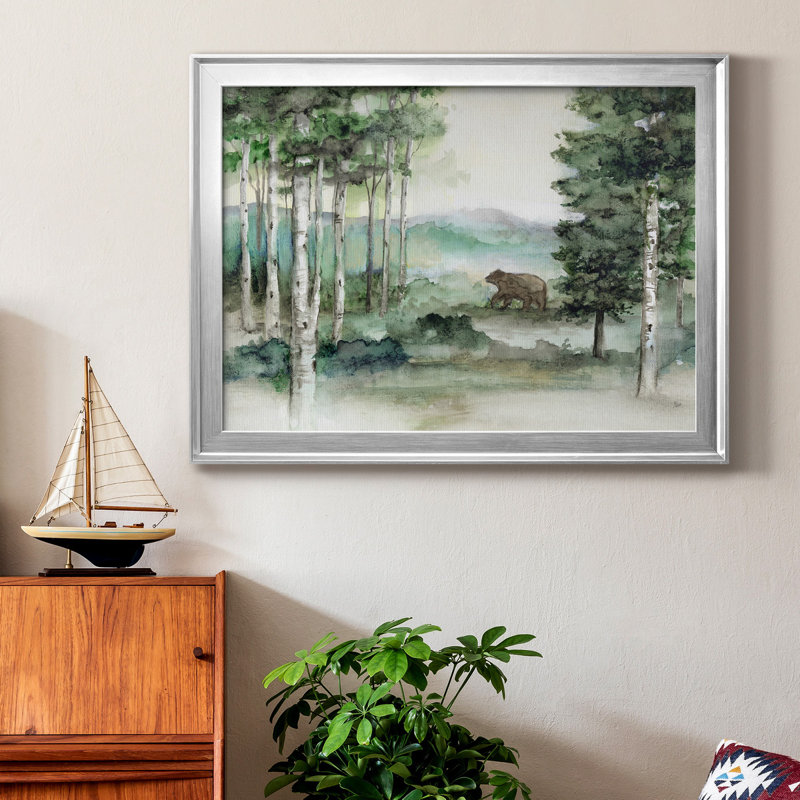 Bear Mountain - Peinture sur toile encadrée, H 18,5 po x l 24,5 po x P 1 po, Cadre argenté