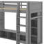 Lit mezzanine simple en bois avec bureau, étagères à rangement multiples, DEL et portemanteau suspendu