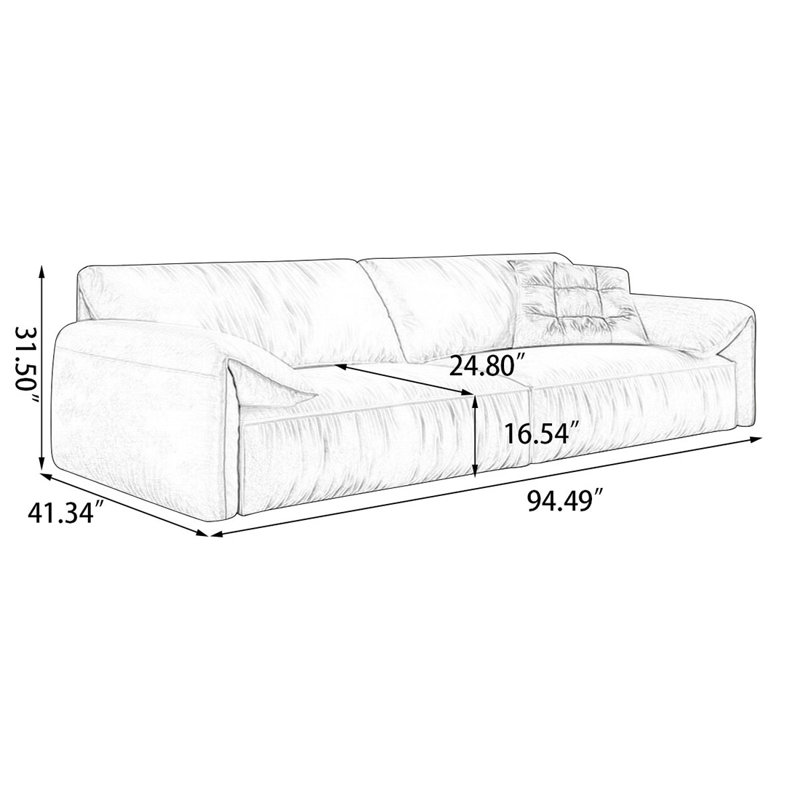 Coussin modulaire beige en polyester, H 31,5 po x l 94,49 po x P 41,34 po