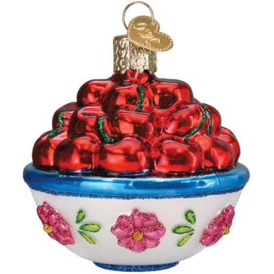 Old World Christmas Blown Glass Ornament for Christmas Tree, Bowl Of Cherries
