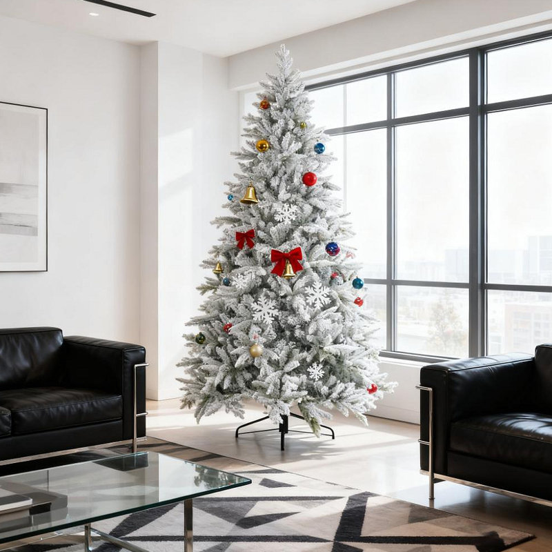 Arbre de Noël artificiel enneigé festif avec embouts de neige, arbre de Noël articulé, H 8 pi