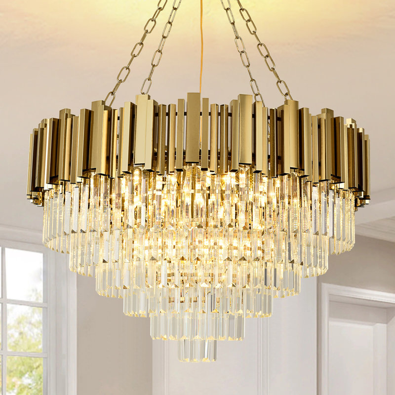 Malise 8-Light Unique/Statement Chandelier, Brass, 22.83" H x 30.71" W x 22.83" D, 17 Lights