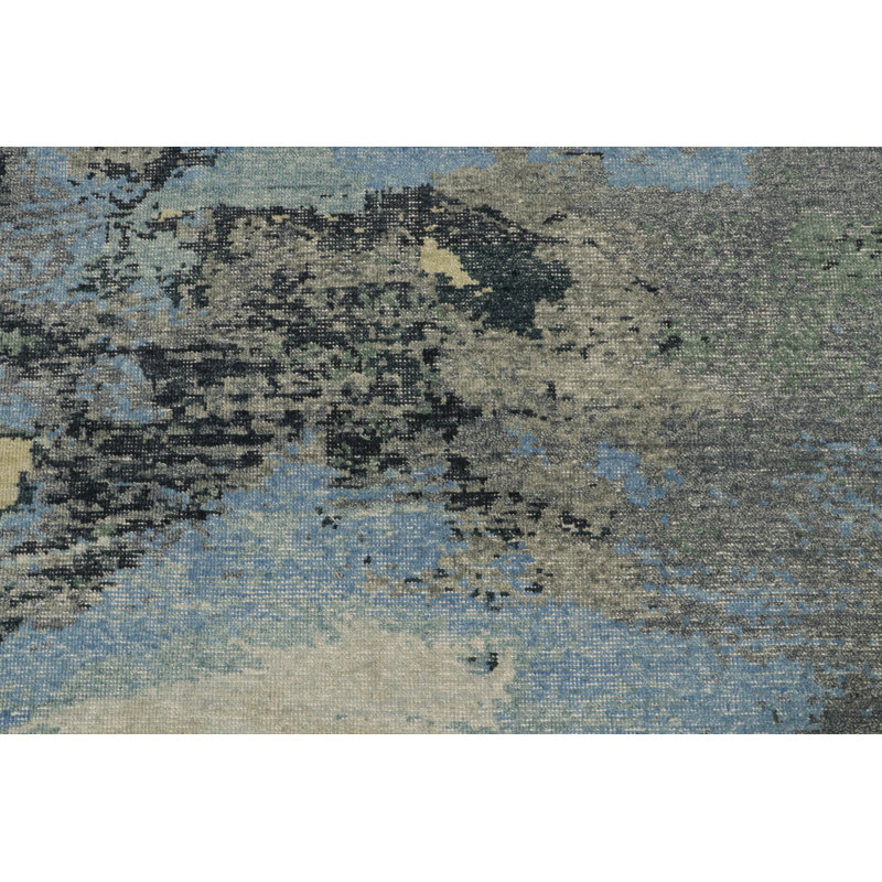 Distressed Homage Hand Knotted Wool Abstract Area Rug, Rectangle 9' x 12'