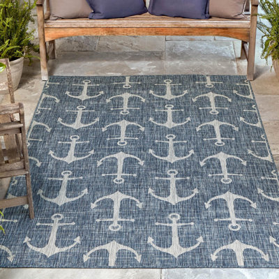 Glidden Geometric Power Loom Polypropylene Plastic Rug