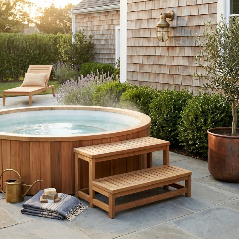 Marches pour spa, H 19,5 po x l 47,25 po x P 23,5 po