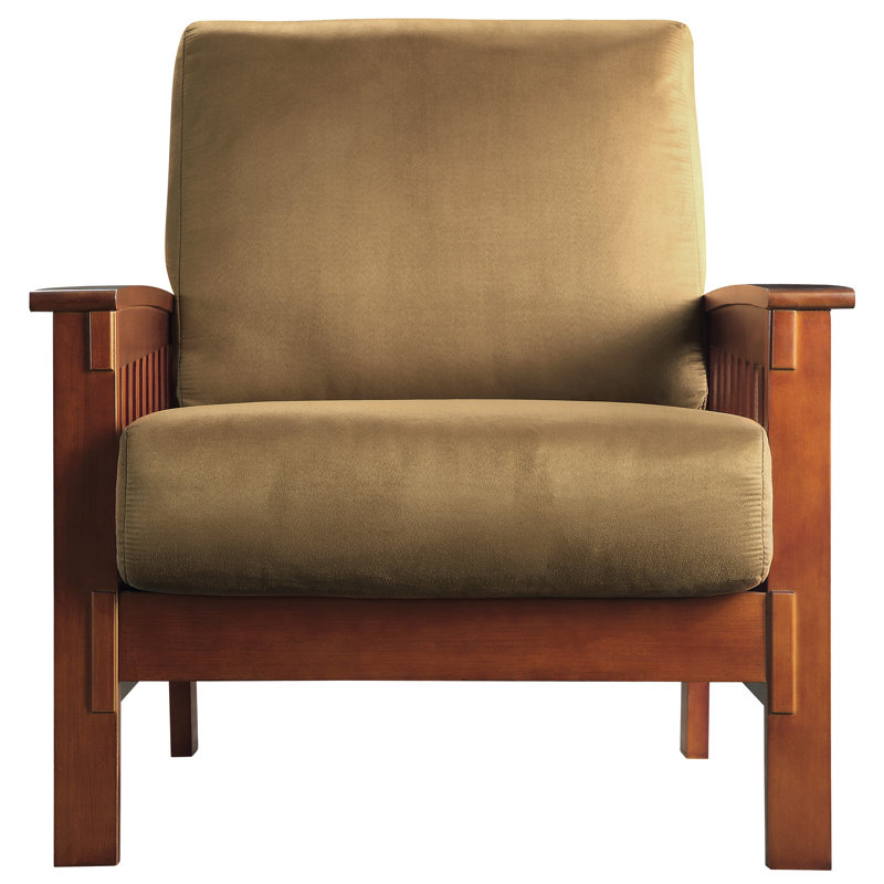 Encinal Upholstered Armchair, Rust Microfiber, Oak