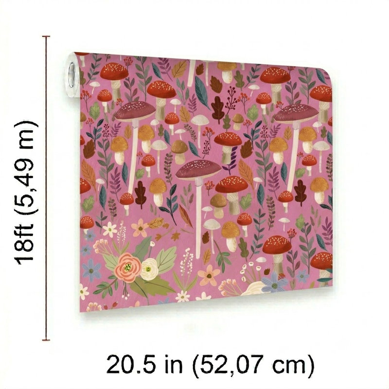 Papier peint rose Boswell Mushroom Muse, Pink