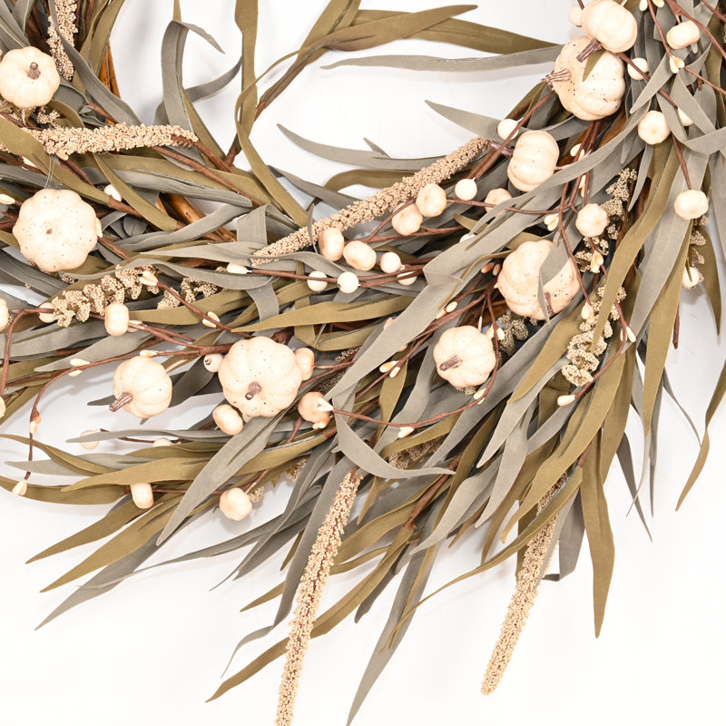 Couronne de porte artificielle 24 po, Crème, crème