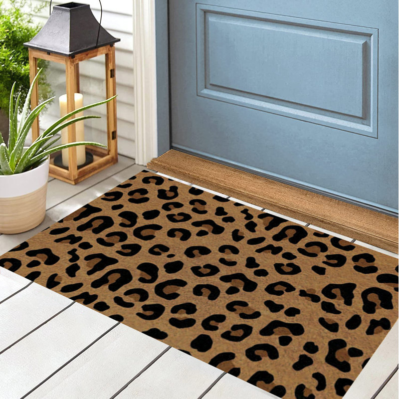 Leopard Print Coir Doormat, 18" W x 48" L