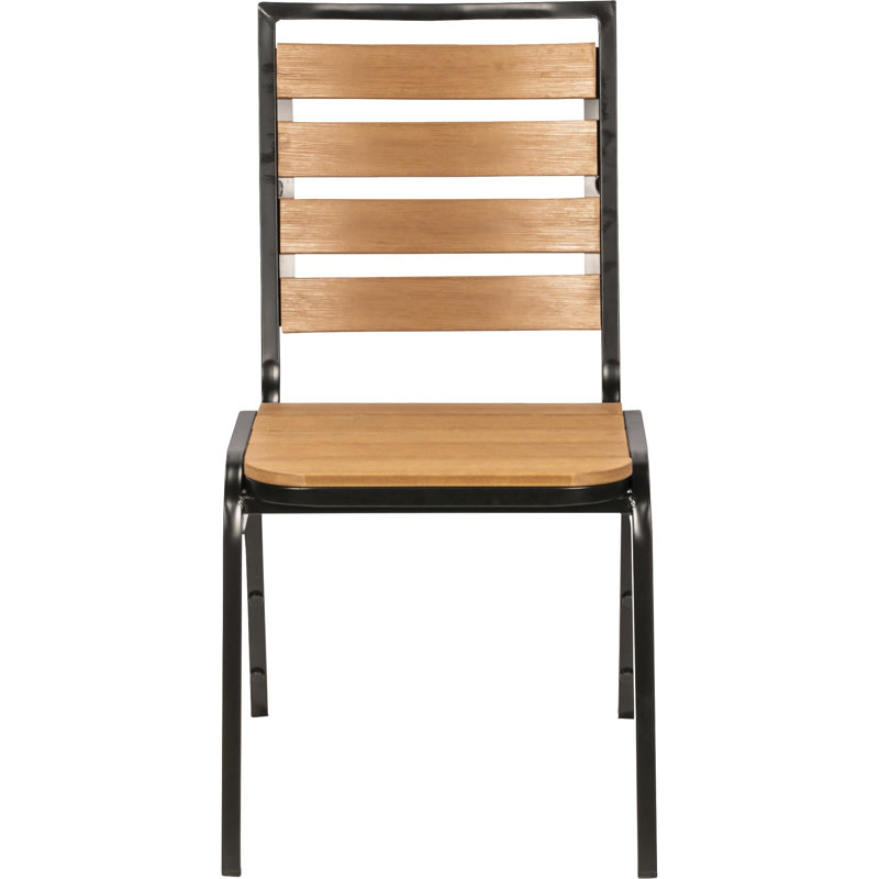 Lorell Premium All-Weather Wicker Outdoor Dining Side Chair with Cushion, Brown