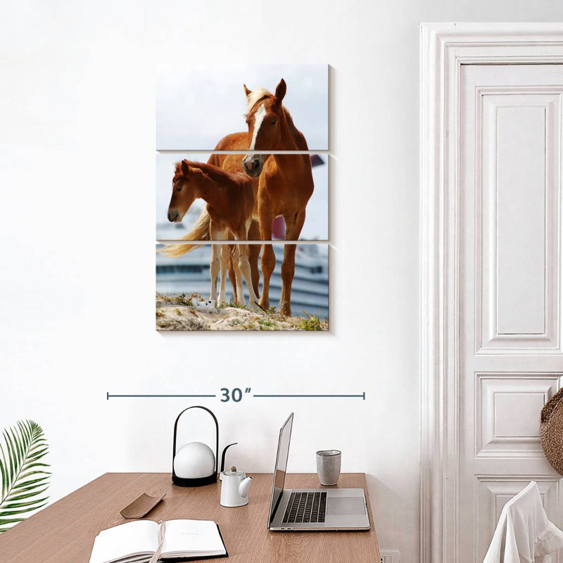 Brampt chevaux bruns, H 32 po x l 20 po