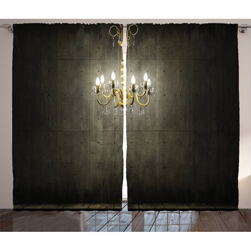 Classic Golden Decor Graphic Print Semi-Sheer Rod Pocket Curtain Panels, 54" x 96"