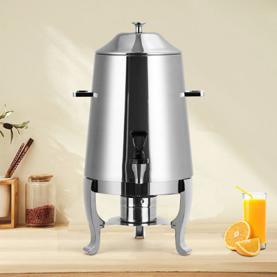 Urne à café 3,5 gallons en acier inoxydable avec support à carburant, distributeur de boissons chaudes, jus de thé et café chocolat pour les fêtes, la restauration et les événements