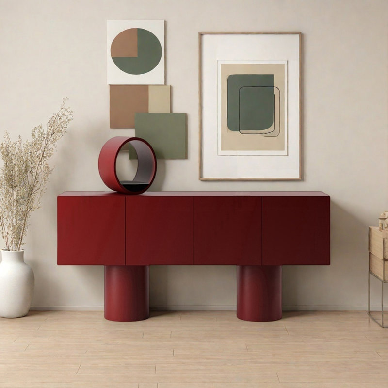 Lindell, 32.09" H x 59.06" W x 15.75" D, Burgundy