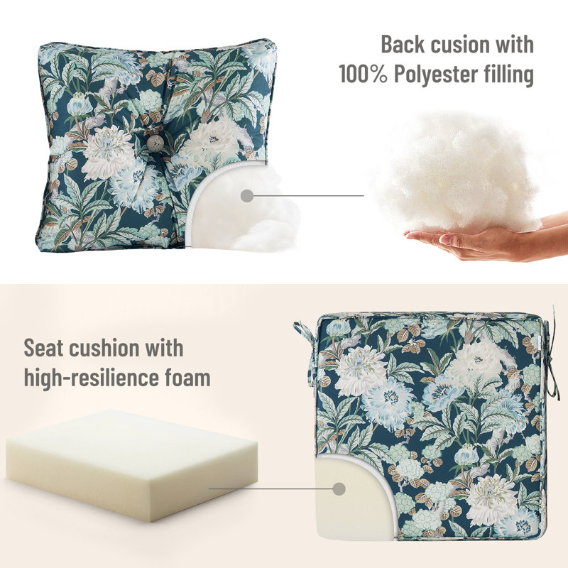 Outdoor 6'' Seat / Back Cushion, Gray/Green/Black