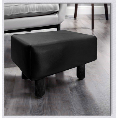 Contemporary Leatherette Footstool Set Of 2, Compact And Stylish With Solid Wood Frame And Easy Assembly