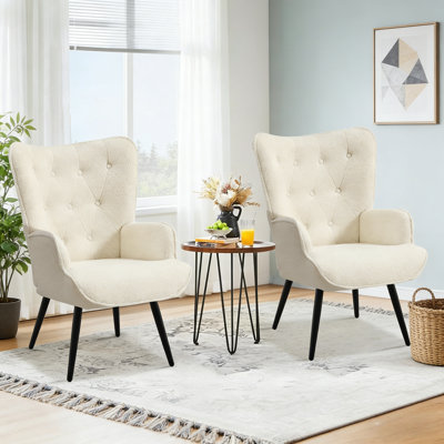 Fauteuil à oreilles rembourré en fausse fourrure avec pieds en métal Modern