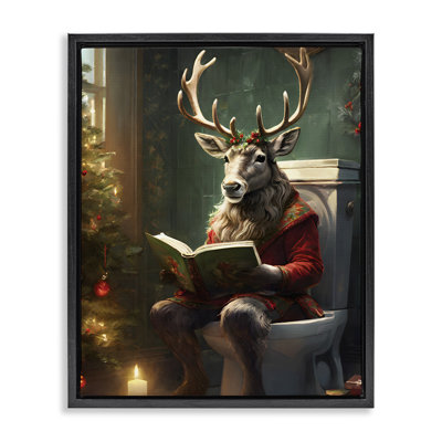 Reindeer in Festive Bathroom Floating Frame, design by Jo Moulton