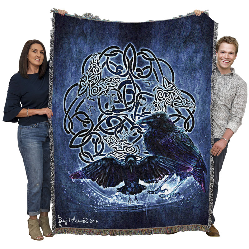 Pure Country Weavers Celtic Raven Blanket by Brigid Ashwood - Gift Tapestry Throw Woven from Cotton - Made in The USA (72x54)