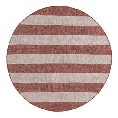 Simkins Striped Red/Gray Indoor / Outdoor Area Rug