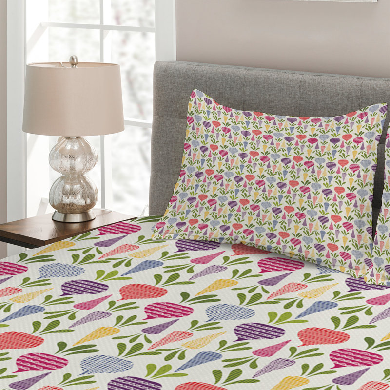 Vegetables Farmhouse / Country Geometric Shapes Coverlet, King Bedspread + 2 Shams
