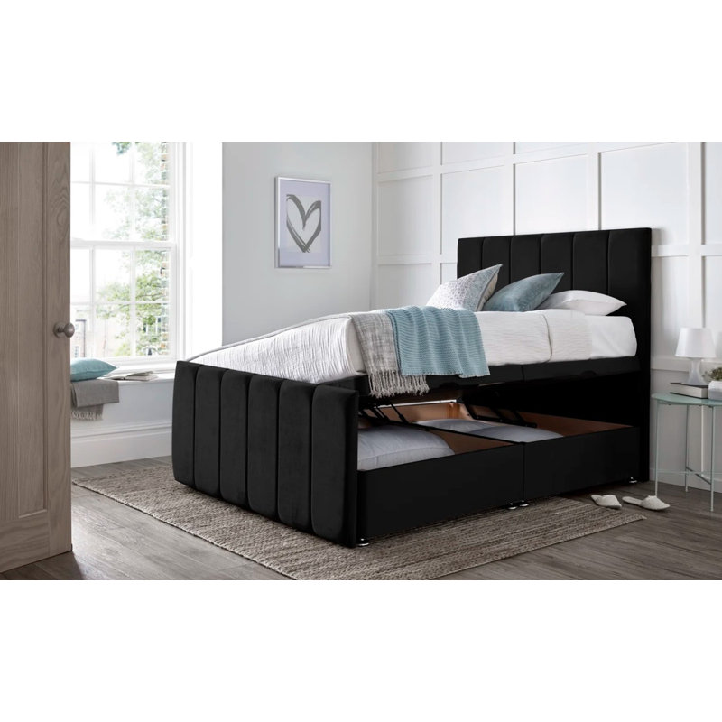 Retweet Upholstered Divan Bed, Black, Small Double (4')