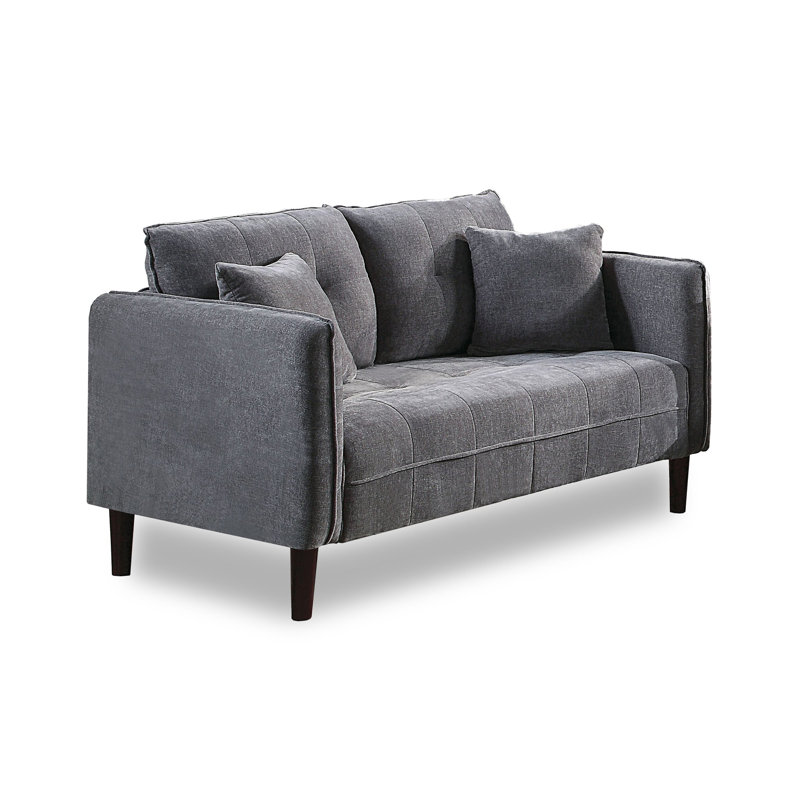 Causeuse contemporaine l 52 po avec coussins, gris foncé, Gris foncé