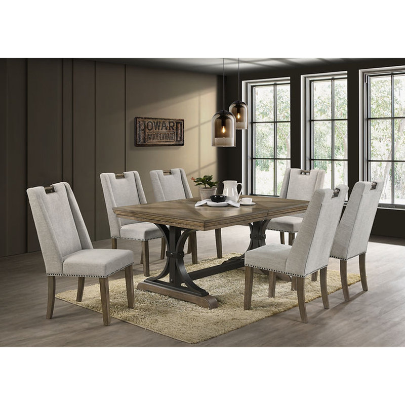 Vasanthan Trestle Dining Set, 9-Piece (8 Chairs & Table)
