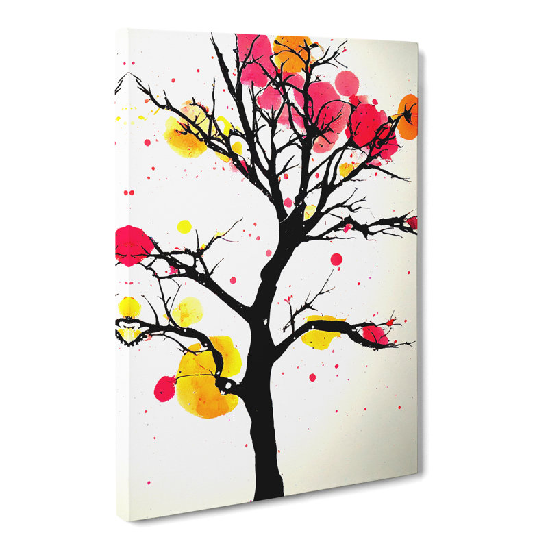 Peach Blossom Tree Splatter Vol.2 - Wrapped Canvas, 50cm H x 35cm W x 3cm D