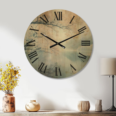 Birch Wood Wall Clock – Calm Lake Scene with Willow Tree in Canada