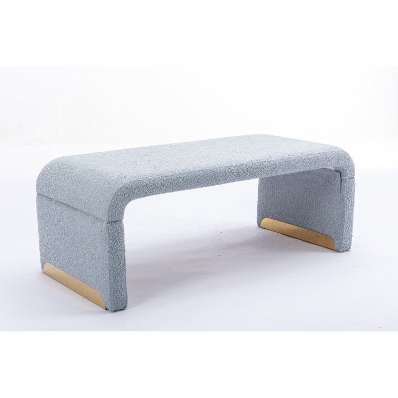 Alayjha Boucle Fabric Upholstered Bench, Blue