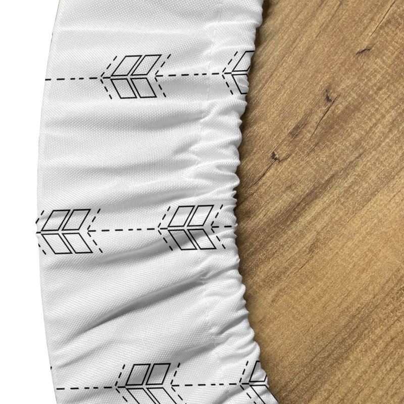 Ebern Designs Geometric Fitted Round Tablecloth Diameter Dimgray and White