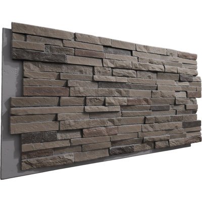 EverStone Eldorado Faux Stone Panel, 48"W x 25"H x 1"D, Earth Color