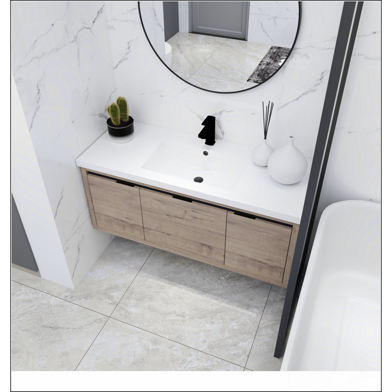 48 Inch Bathroom Cabinet With Sink,Soft Close Doors and Drawer,Float Mounting Design,48x18(KD-Packing)