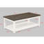 Table basse ultramoderne rectangulaire avec base contemporaine en bois brun et blanc