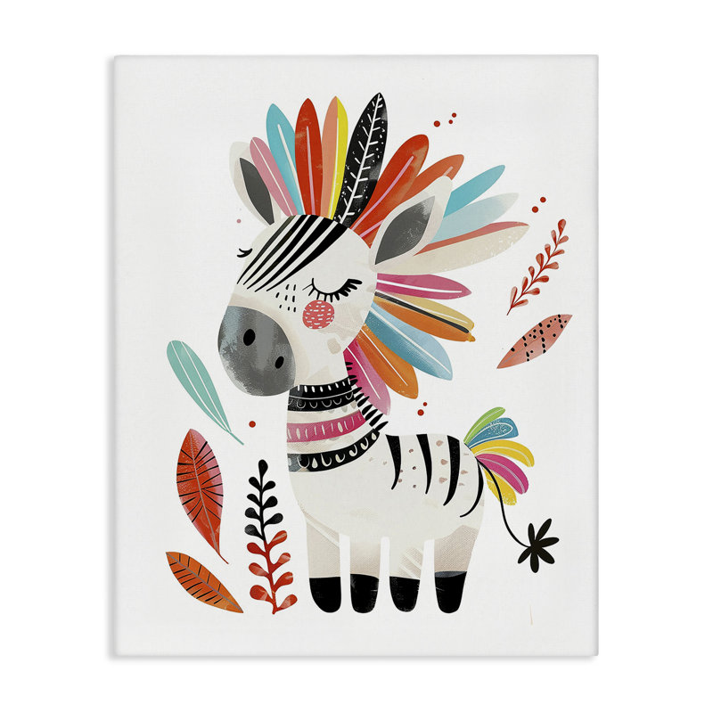 Art mural sur toile Rainbow Blooms Zebra par LSR Design Studio, H 20 po x l 16 po